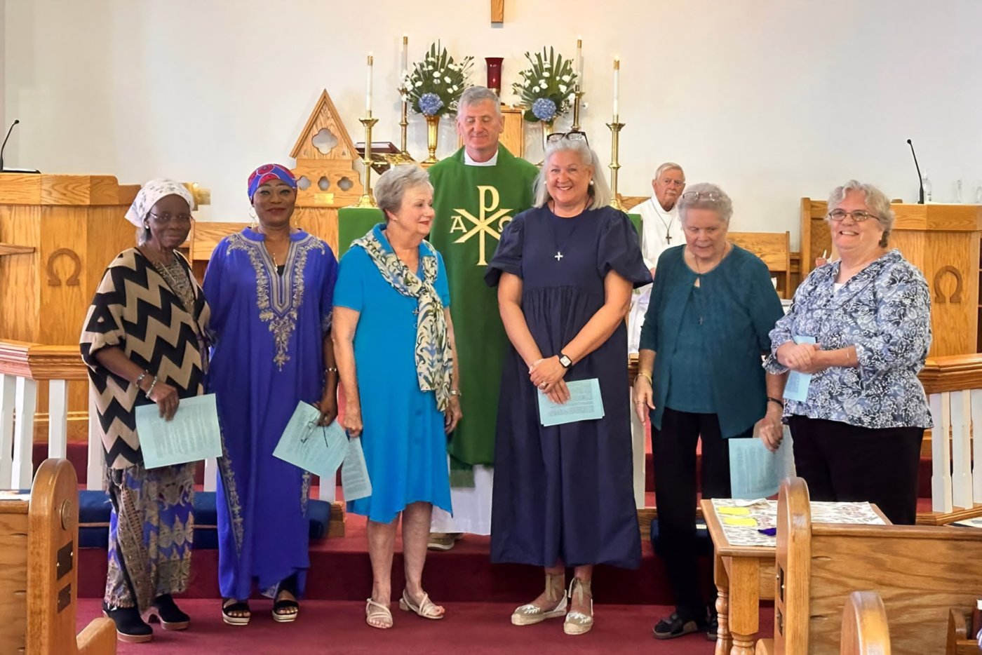 Parish group gathered in front of the altar